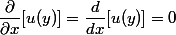 \dfrac {\partial } {\partial x} [u(y)] = \dfrac d {dx} [u(y)] = 0